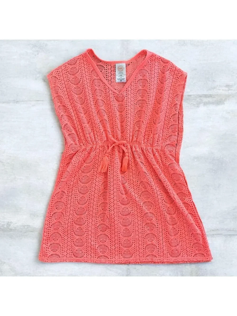 Swim Suit Cover-up Girl’s Coral Lace Top Size 6-6x
